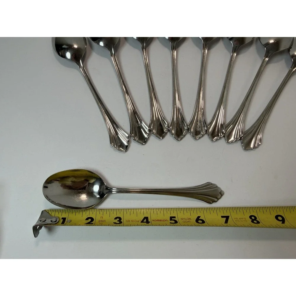 9 Oval Soup Spoons BANCROFT by Oneida Stainless Steel Flatware USA 6 7/8